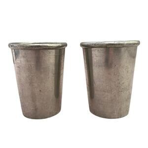 Vtg Stieff Pewter Mint Julep Tumbler Cups Set of 2 P10-7 Colonial ATC Touchmark